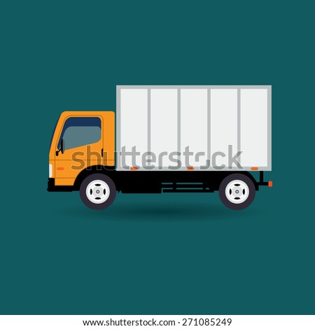 Vector flat design creative transportation icon featuring small size moving truck  Logistics and delivery vehicle trendy style icon