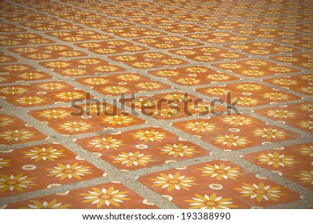 Abstract background texture of old construction walkway tiles.