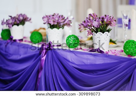 beautiful wedding bouquet of purple flowers
