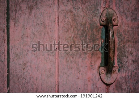 pink texture of the door wood with Door handles