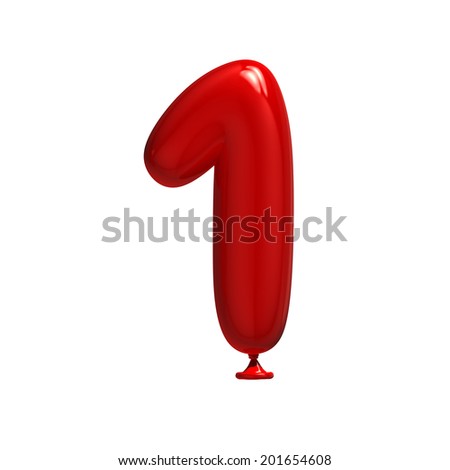 Number 1. Balloon Font Isolated On White Background. Stock Photo