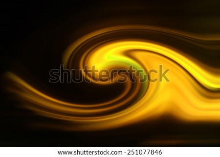 black abstract background with blurred tone yellow light curved lines