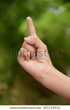 One finger of hand show signal body part