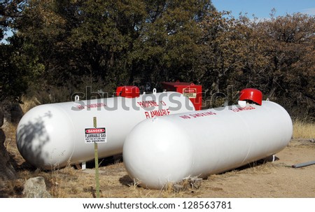 Two propane storage tanks