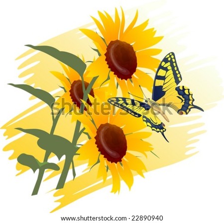 Download Sunflower And Butterfly Stock Vector Illustration 22890940 ...