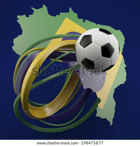 Black and white colours football against green Brazil outline on navy blue