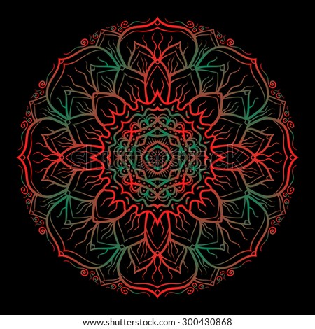 Mandala. ethnic round Indian Ornament Pattern on a black background