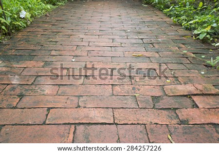 Road in the  garden or stone way into garden,texture
