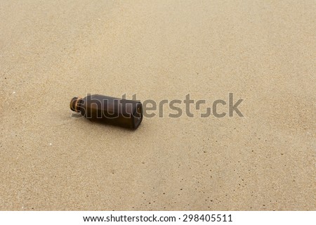 Empty water bottle on the beach background