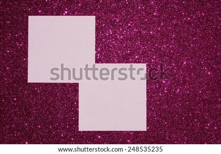 Pink reminder notes on purple glitter background with empty space for text