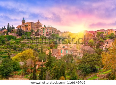 Sunrise in Valdemossa valley, Mallorca, Spain. This is the place where George Sand and Frederic Chopin spent their holidays in 1838.
