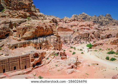 Scenic view of hidden city of Petra, Jordan