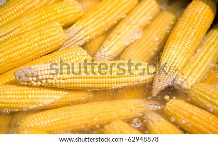 Fresh cooked corn cob on a oriental market