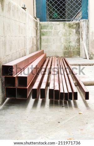 square of metal tube for building house.