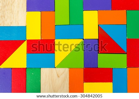 Colorful wood block toy  background. Creativity toys.