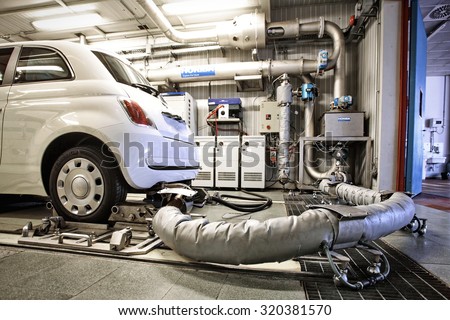Turin, Italy - september  22, 2014 : Car Emission testing center