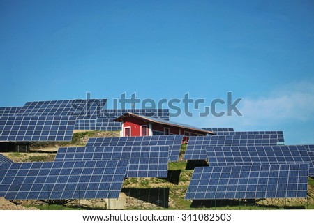 Dorzano, Italy - May 5, 2013: group of photovoltaic panels for renewable electric energy production