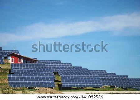 Dorzano, Italy - May 5, 2013: group of photovoltaic panels for renewable electric energy production