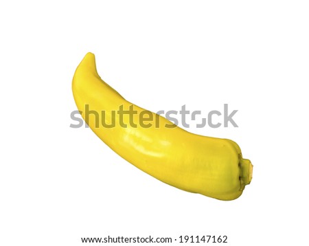 Single yellow banana pepper isolated on white  background