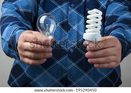 Economy incandescent bulb in hand