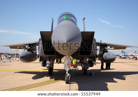 Frontal view of an F15 Strike Eagle of the USAF at RAF Fairford air tattoo