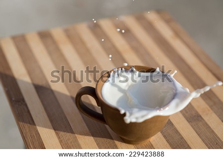 milk spilled from a cup