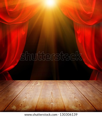 Theater Curtains And Wood Floor