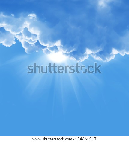 blue sky with sun and beautiful clouds blue sky with sun and beautiful clouds