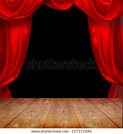 Theater Curtains And Wood Floor
