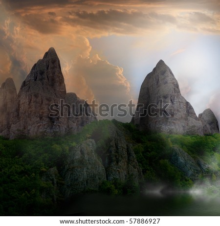fantasy mountain landscape