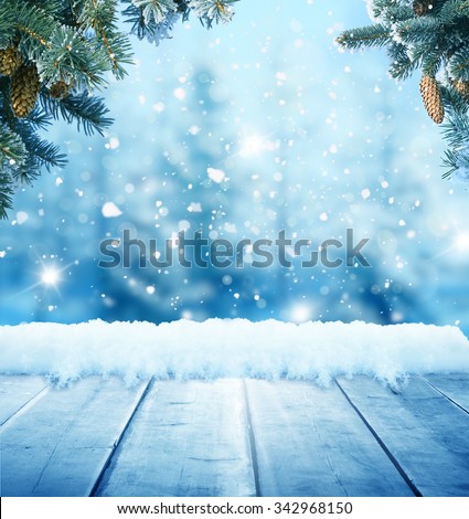 christmas background with wooden planks