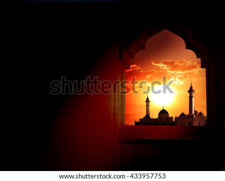Ramadan Kareem background.Mosque window