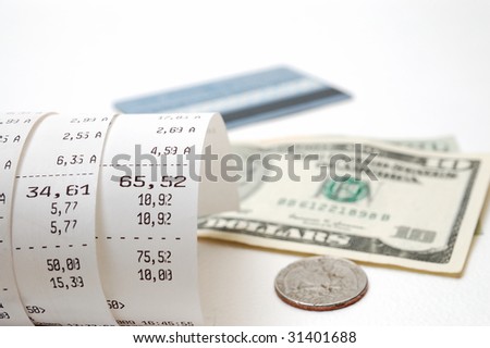 Cash receipt illustrating the spent money