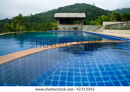 Luxurious open air swimming pool at resort
