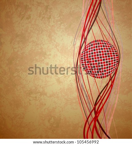 abstract red ball and lines  background vintage background