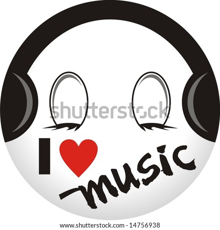 i love music pics. stock vector : I love music