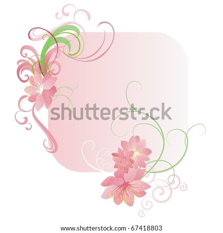 Pink Frame Flowers Vector - 67418803 : Shutterstock