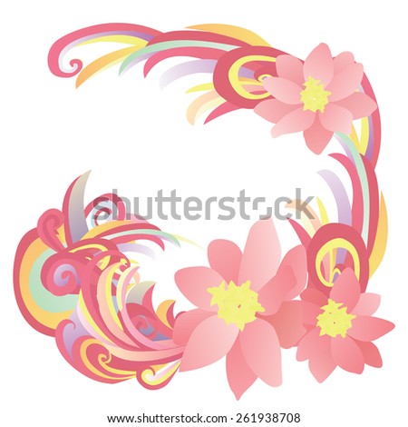 abstract flowers pink, red and yellow illustration