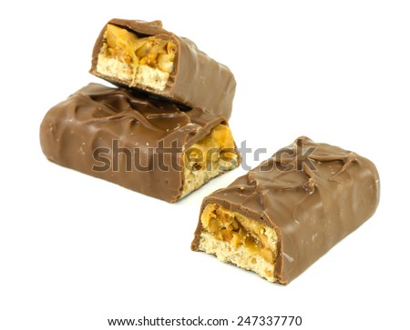 Chocolate covered bar of soft caramel toffee and chocolate mouse.