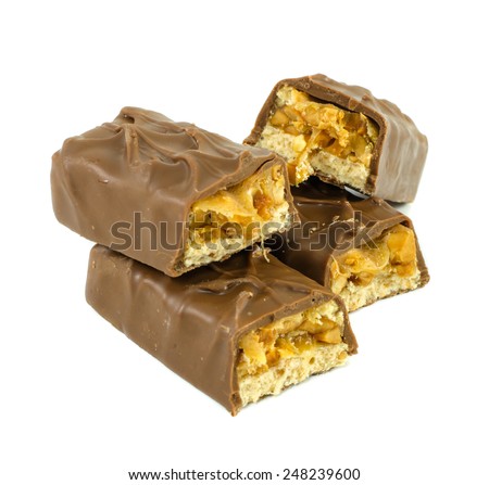 Chocolate covered bar of soft caramel toffee and chocolate mouse.