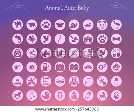 Quality vector icon set (Animal, Birds, Insects, Animal Clinic, Medicine, Veterinary, Auto repair, Baby, Toys)