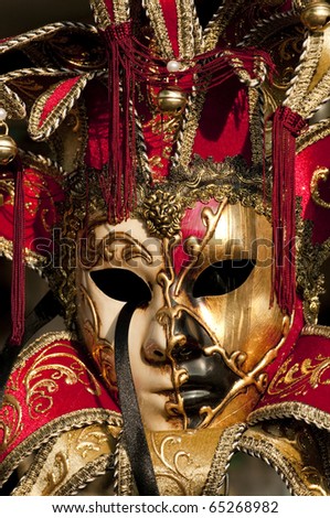 Mask for the Venice carnival in Italy, resembles a joker