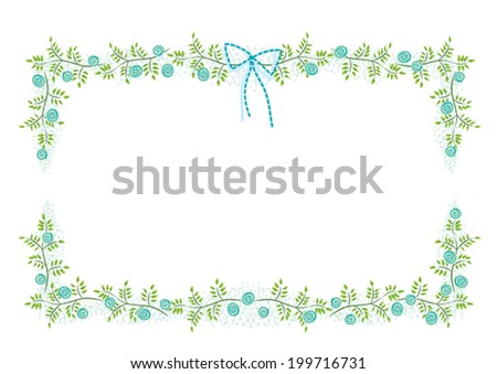 Vector flower border, picture frame with flowers, roses and leaves, Perfect for invitations and gift cards.