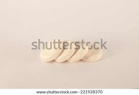 Closeup on Isolated effervescent tablets, on white background
