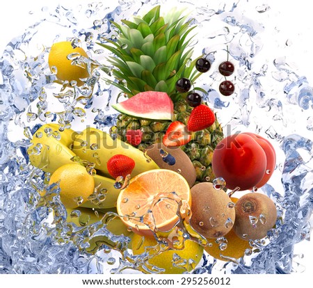 fruits and water splash
