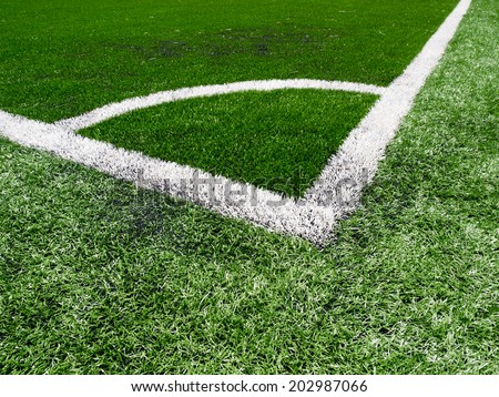Artificial grass soccer field, a corner line.