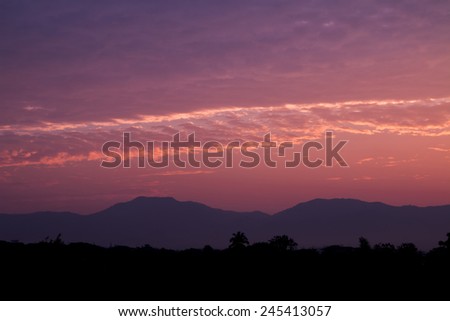twilight sky in the morning and landscape of mountain.