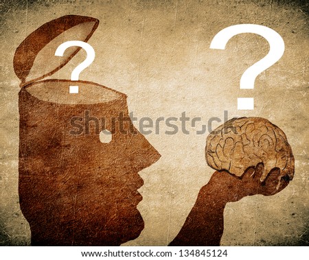 man looking his brain digital illustration