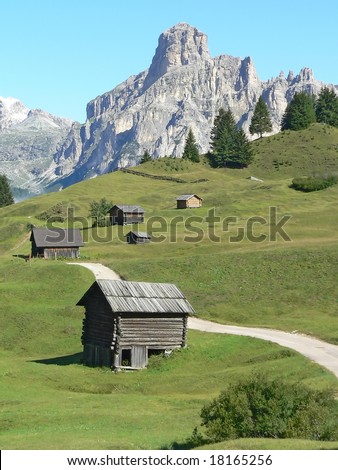 wood house in mountain in italy