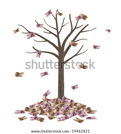 high quality tree and falling euro banknote